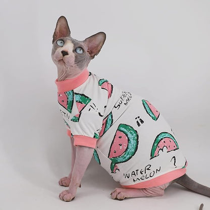 Sphynx Hairless Cat Cute Summer Cotton T-Shirts Pet Clothes 1))