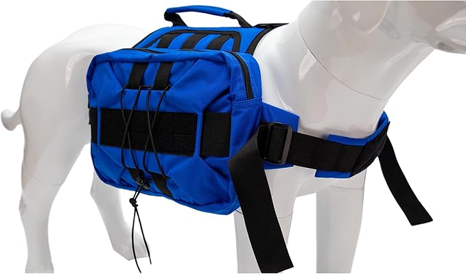 Large Dog Backpack, Outdoor Hound Saddle Bag Dog Pack with Side Pockets for Small Medium Large Dogs, Adjustable Tactical Dog Pack for Hiking, Travel, Camping, Training Royalblue M