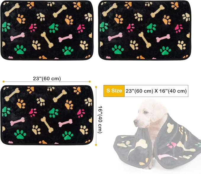 Dono 1 Pack 3 Blankets Soft Fluffy Paw Animals-23 * 16in