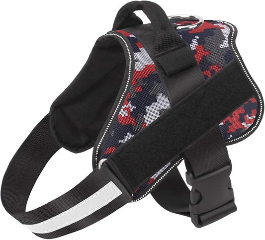 Bolux Dog Harness, No-Pull Reflective Dog Vest, Breathable Adjustable Pet Harness with Handle for Outdoor Walking - No More Pulling, Tugging or Choking (Red Camo, XXL)