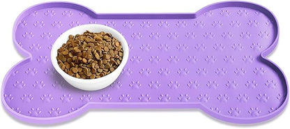 Dog Food Mat Anti-Slip Silicone Dog Bowl Mat Thicker Pet Placemat Waterproof Cat Feeder Pad with Raised Edge Puppy Kitten Feeding Mats Suitable Small Medium-Sized Dogs Cats Eating Tray