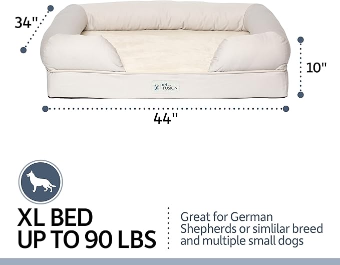 PetFusion Extra Large Dog Bed w/ Solid 4" Memory Foam 44x34x10" ), (44x34"), Sandstone