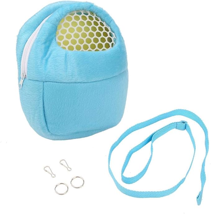 Yosoo Portable African Hedgehog Hamster Breathable Pet Dog Carrier Bags Handbags Puppy Cat Travel Backpack (S, White Mesh - Blue)