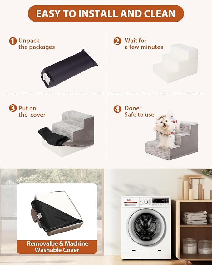 Dog Stairs for Small Dogs 22.5" H,5-Step