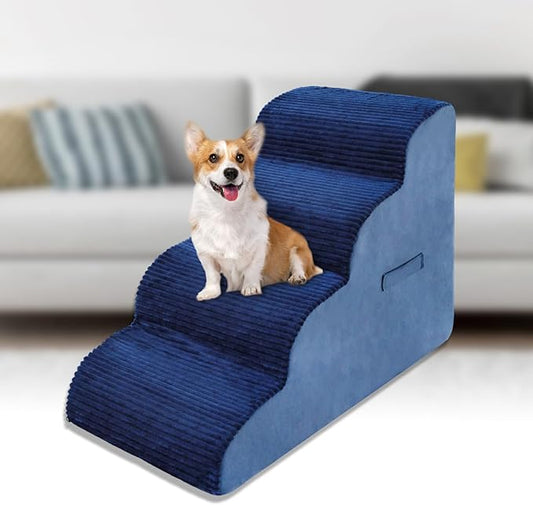 High Density Foam Dog Stairs Steps 20.8’’ Non-Slip 4-Tiers (Navy