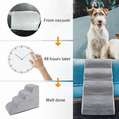 High Density Foam Dog Stairs Steps 20.8’’ Non-Slip 4-Tiers (Grey)