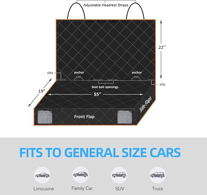 Dog Back Seat Cover Protector for SUV Trucks Cars Protector(Black1)