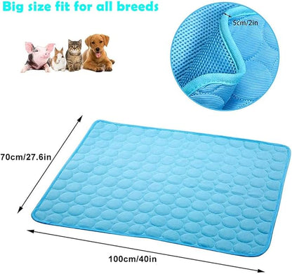 JIA.L Dog Cooling Mat Breathable Washable Summer Pet Cooling Pad Extra Large Dog Cat Self Cooling Pad for Kennerl (Blue),40inch x 28inch