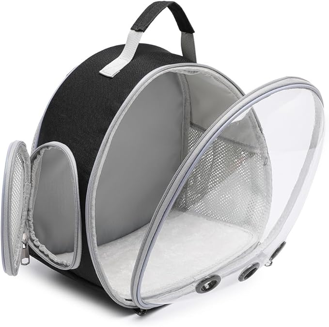 Small Animal Carrier Backpack Space Capsule Bubble Window Carrier Backpack for Lizard Guinea Pig (Black)