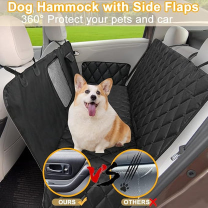 Dog Car Seat Cover for Back Seat Waterproof Seat Protector Scratchproof Pet Hammock Washable Nonslip Backseat Protection for Cargo Truck and SUV (Black-01)