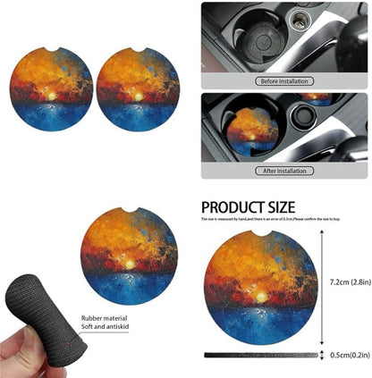 Sunsets Paint Car Seat Covers Set for Women Men Artistic Sunset Seat Belt Strap Cover