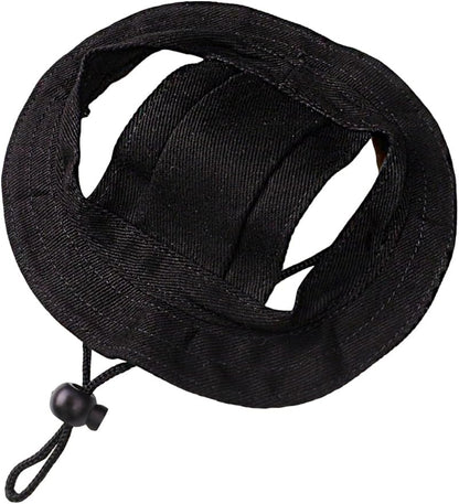 Generic Solid Dog Hat with Ear Hole Round Brim Dog Puppy Cat Sun Hat Bucket Hat Outdoor Sun Protection Pet Caps for Small Medium Cats Dogs Kitten Black Large