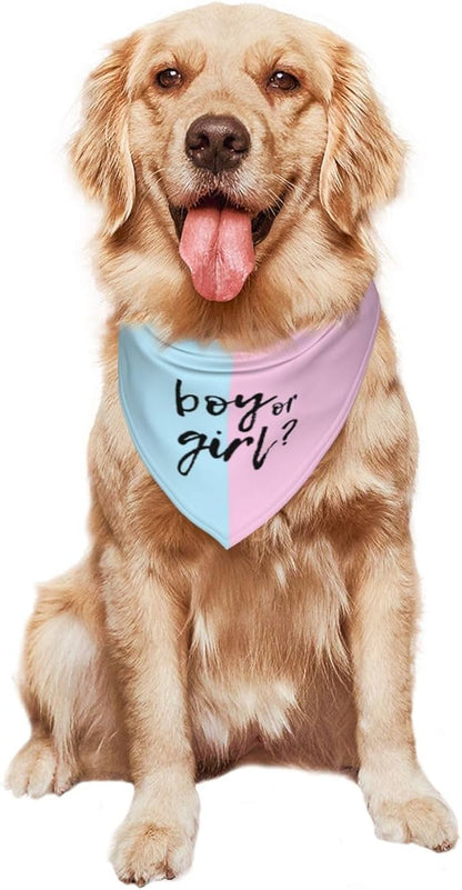 He Or She What Will It Be? Gender Reveal/Baby Announcement Dog Bandana,Pet Neckerchief for Pets Daily Wear Photo Prop Party Supplies (Pink/Blue)