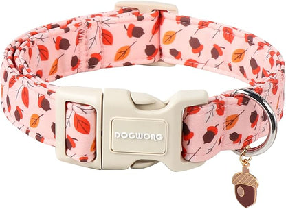 DOGWONG Fall Hazelnut Maple Dog Collar- Pink Fall