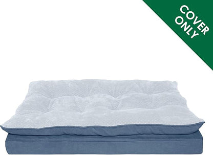 Furhaven Replacement Dog Bed Cover Minky Plush & Suede Pillow Top Mattress