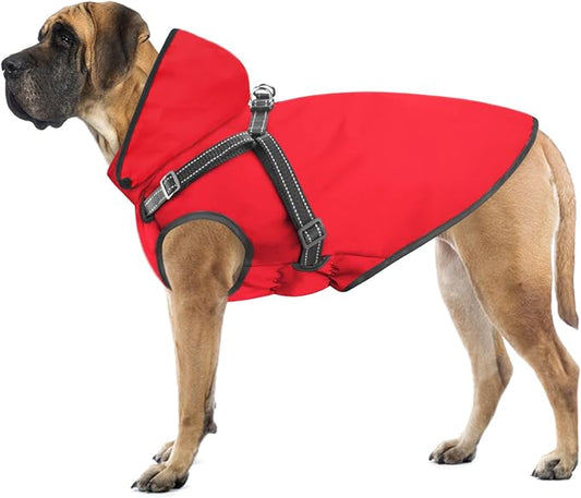 Mosucoirl Dog Raincoat Waterproof Dog Hoodie Reflective Dog Raincoat Hooded Adjustable Rain Jacket for Small Medium Large Dogs Puppies (Red, M)