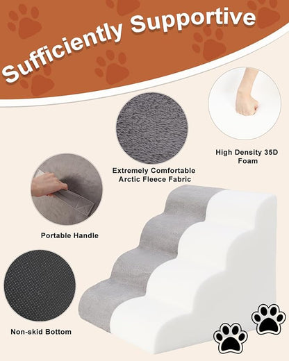 Dog Stairs for High Bed with High Density Foam 22.6" H,5-Step