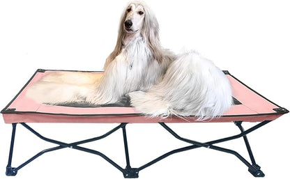 YEP HHO 47 Inches Long Elevated Folding Pet Bed Cot Travel Portable Breathable Cooling Textilene Mesh Sleeping Dog Bed (47 Inch (Pack of 1), Pink)