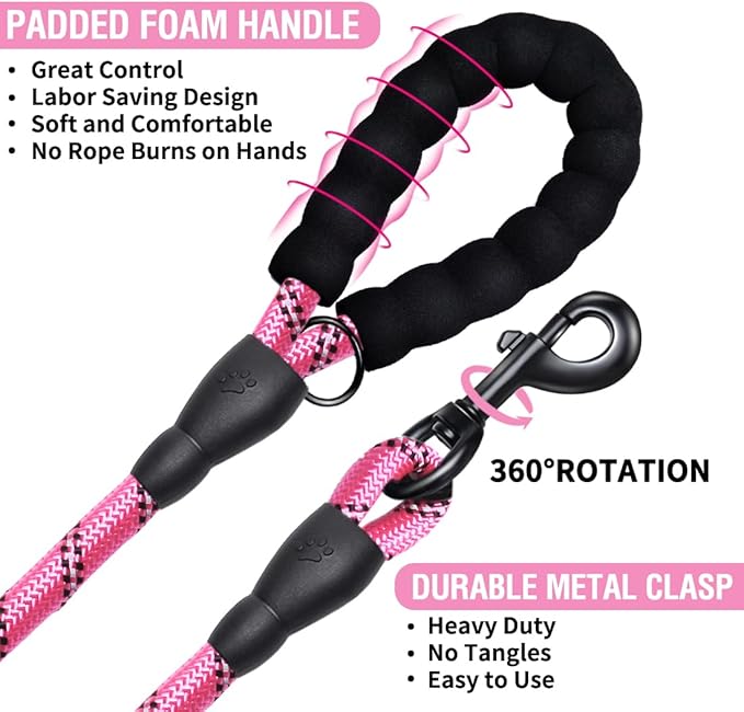 COOYOO Dog Leash 5/6 FT with Comfortable Padded