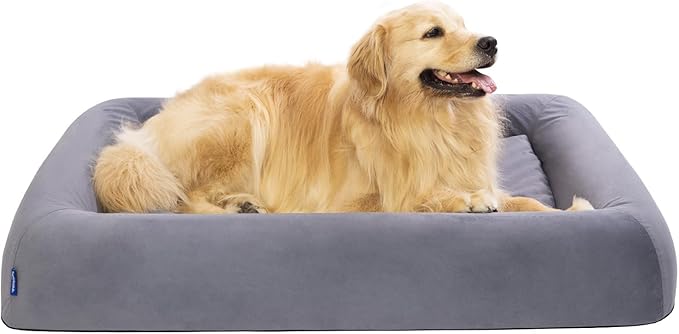 pettycare Orthopedic Dog Bed for Large Dogs Waterproof Pet Bed Soft Sofa with Two Fabrics Washable Removable Cover Egg Foam Support Anti-Slip Bottom Extra Head and Neck Support Sleeper