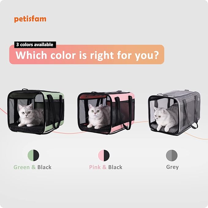 petisfam Easy Load Soft Pet Carrier Bag for Large and Medium Cats with Top Entry and Shoulder Strap. Sturdy, Well-Ventilated, Collapsible for Easy Storage, Easy Vet Visits