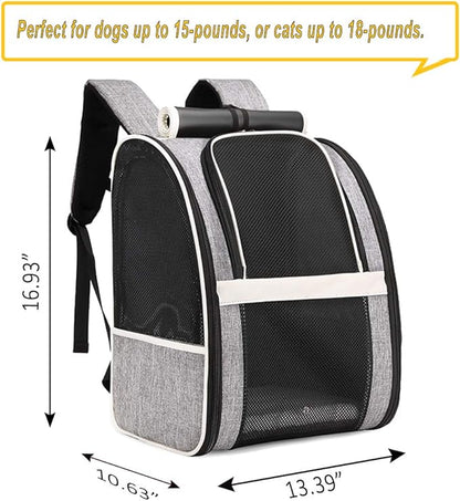 Texsens Pet Carrier Backpack with Window Blind for Small Cats Dogs, Ventilated Design, Safety Straps, Buckle Support, Collapsible, Designed for Travel, Hiking, Winter Outing, Outdoor, Go to Vet