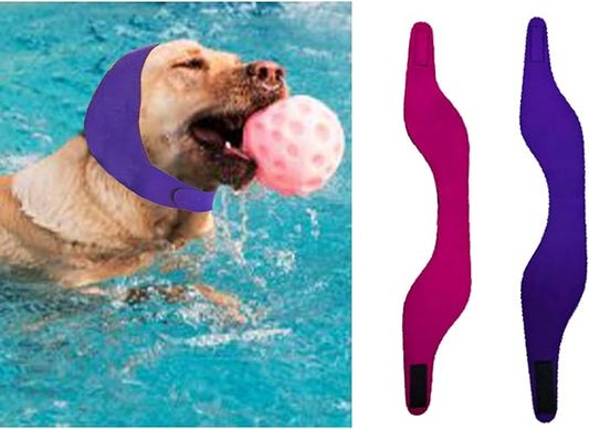 MANON ROSA Dog Swim Cap Plugs 2Pcs Waterproof All-Weather Snood for Bathing Rainy Days Swimming (1 Pink 1 Purple,L)
