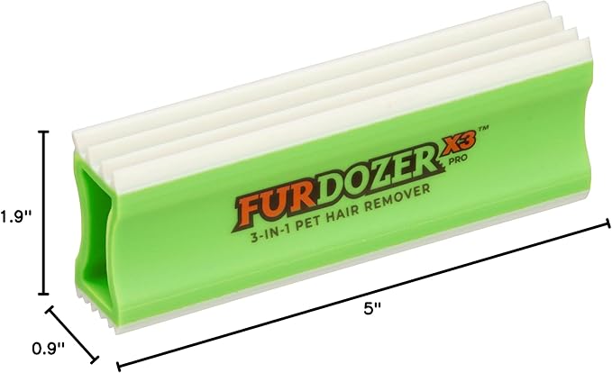 FurDozer X3 PRO Pet Hair Remover & Auto Detailing Tool - Cat & Dog Hair Remover for Carpets, Car Interiors, Couches, Bedding, & Pet Furniture - Reusable Pet Hair Removal Tool for Dog Fur & Lint, 5"