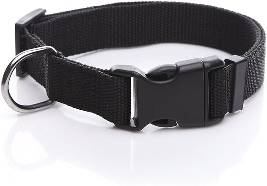 Adjustable Nylon Dog Collar, pet collar 1 Inch 3/4 Inch 5/8 Inch Wide, for Large medium Small Dogs（3/4 Inch,Black）