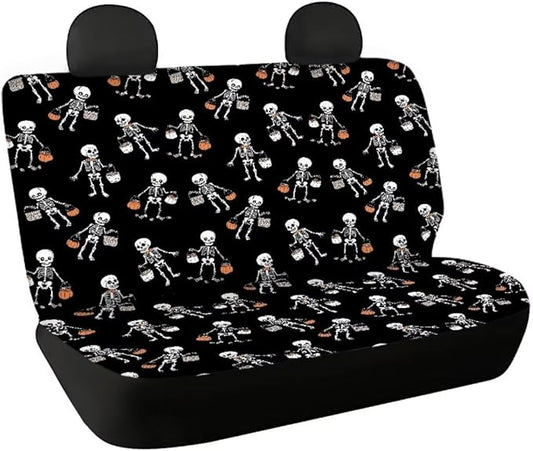 Skull Pumpkin Bag Car Seat Covers Rear Bench