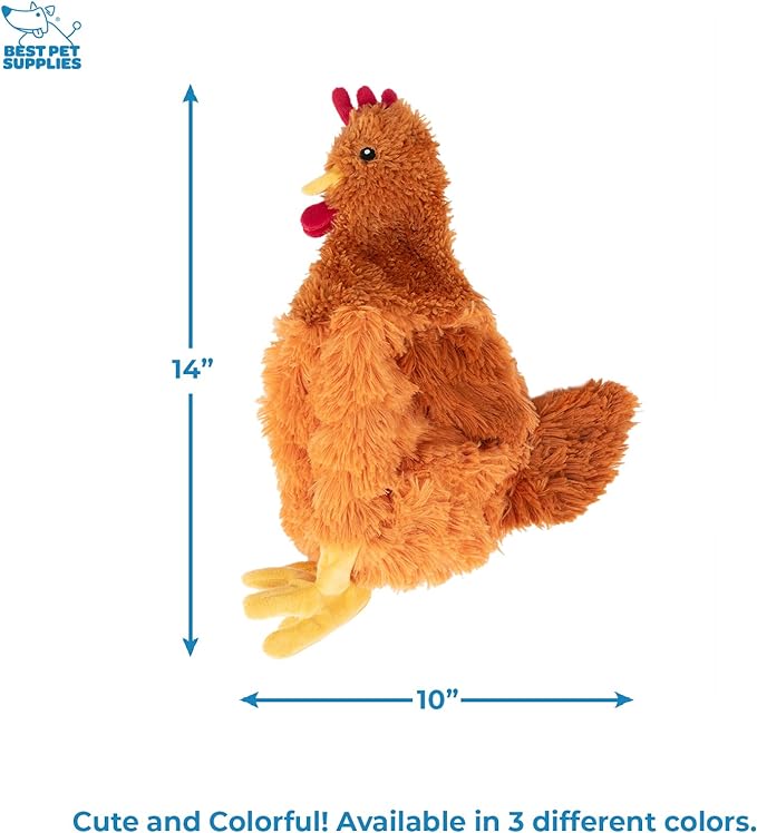 Best Pet Supplies Chicken Crinkle Plush Dog Toys for Interactive Play, Puppy and Senior Indoor Play, Colorful Chicken Toy Shape, Cute and Cuddly - Crinkle Chicken (Brown)