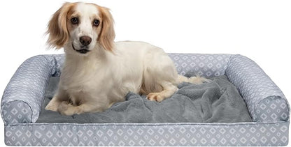Furhaven Cozy Memory Foam Dog Bed for Large/Medium Dogs w/ Removable Bolsters & Washable Cover 55 lbs