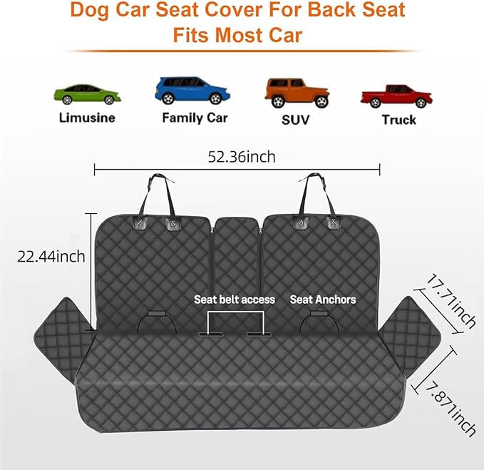 Dog Car Seat Cover for Back Seat Pet SUV（48" L ×52" W）