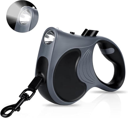 Retractable Dog Leash with Flashlight 16ft Walking Leash for Dogs up to 77lbs 360° Tangle-Free