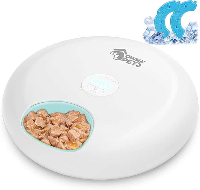 Ownpets 6 Meals Automatic Cat Feeder for Wet/Dry Food 2 Ice