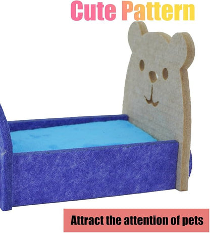 Felt Hamsters Bed, Small Animal Bed with Soft Mat, Small Pets Gift for Small Chinchilla Hamsters Hiding Sleeping(Blue)