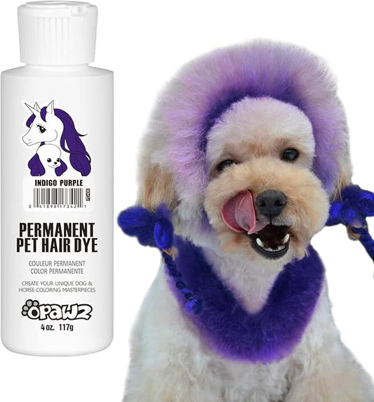 OPAWZ Permanent Dog Hair Dye, Pet Hair Dye Safely Used by Grooming Salons for a Decade, Pet Safe Dye Lasts Over 20 Washes, Bright Color for Dogs and Horses (Indigo Purple)