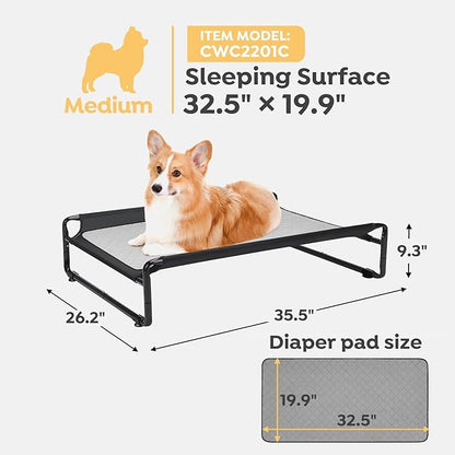 Veehoo Elevated Dog Bed with Washable Dog Pee Pads 100% Waterproof CWC2201CCP