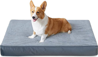 Dog Bed Cover 35L x 22W x 4H Inch,Heavy Duty Durable Waterproof Fluffy Soft Short Plush Replacement Dog Bed Covers,Washable Removable Pet Bed Mattress Cover with Zipper.Grey,Cover Only.