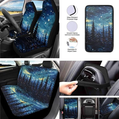 Starry Night Pine Trees13 PCS Car Accessories Set