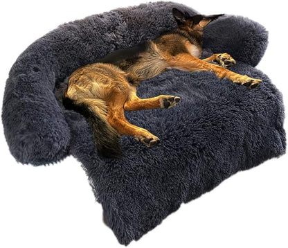 Calming Dog Bed Fluffy Plush Dog Mat for Furniture Protector with Removable Washable Cover for Large Medium Small Dogs and Cats (Large(45x37x6)