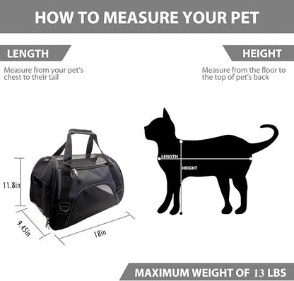 Pet Carrier Airline Approved Cat Carrier Dog Carrier for Medium Small Cats Small Puppy Kitten,Dog Cat Pet Travel Carrier (Medium, Black)