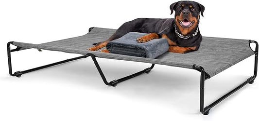 Veehoo Large Elevated Dog Bed with Flannel Dog Blanket CWC2201B