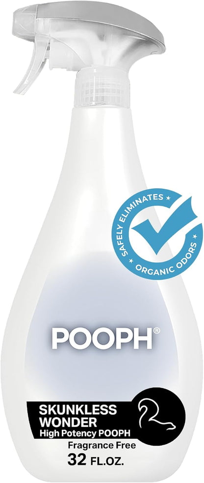 Pooph Skunk Odor Eliminator, 32oz Spray - Dismantles Skunk Odors on a Molecular Basis from Pets & Anything Else, Proprietary Formula Breaks Down Skunk Oils, Eliminates Odor on Clothing & More