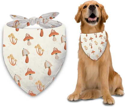 Mushroom Dog Bandana Washable Pets Scarf Triangle Adjustable Handkerchief