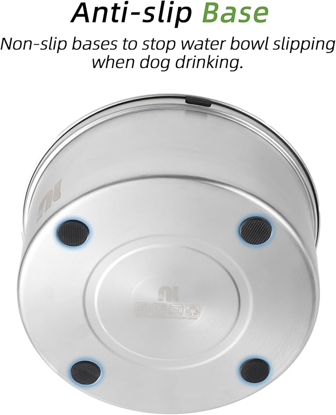 nicelock Dog Water Bowl No Spill, 3L/101oz Stainless Steel No Spill Water Bowl for Dogs, Slow Water Dog Bowl, No Splash Dog Water Bowls