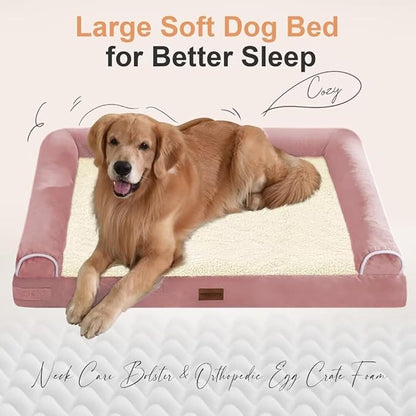 Large Dog Bed Orthopedic Washable: Beds Bolster XL Bed Large Big Dogs Memory Foam Couch Sofa Waterproof with Removable Cover