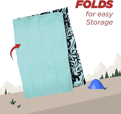 Coleman Medium Navy Botanical Pattern Reversible Cooling Mat 24” x 30”