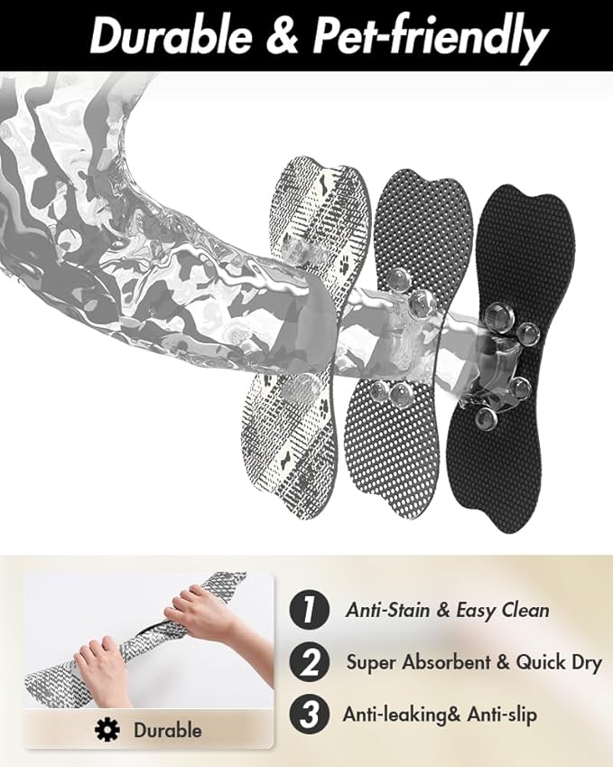 PADOOR- Dog Food Mat- Absorbent Pet Food Mat- Dog Bowl Mat Bone Shaped- Quick Dry Dog Feeding Mat 12"x19", Blackwhite