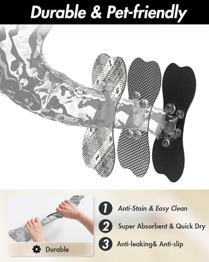 PADOOR- Dog Food Mat- Absorbent Pet Food Mat- Dog Bowl Mat Bone Shaped- Quick Dry Dog Feeding Mat 12"x19", Blackwhite